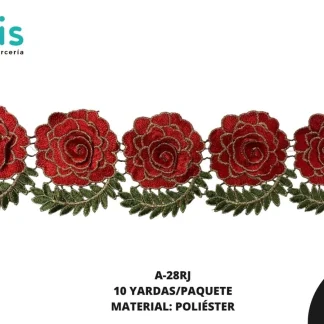 GUIPIUR BORDADO 3D A-28RJ 9.5 cm 10 YDS/PQT ROJO