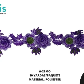 GUIPIUR BORDADO 3D A-29MO 10.5 cm 10 YDS/PQT MORADO