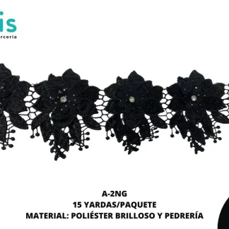 GUIPIUR COLOR POLIESTER DECORADO A-2NG NEGRO 15 YARDAS/PAQUETE