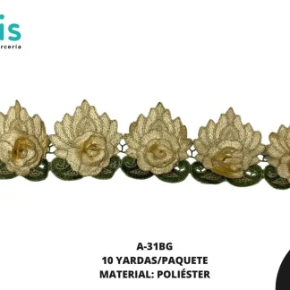 GUIPIUR BORDADO 3D A-31BG 9 cm 10 YDS/PQT BEIGE