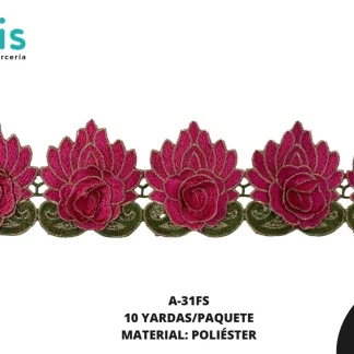 GUIPIUR BORDADO 3D A-31FS 9 cm 10 YDS/PQT FUCSIA