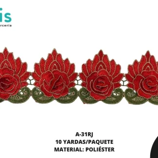 GUIPIUR BORDADO 3D A-31RJ 9 cm 10 YDS/PQT ROJO