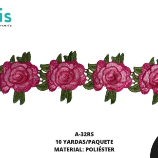 GUIPIUR BORDADO 3D A-32RS 8.5 cm 10 YDS/PQT ROSADO