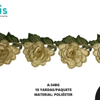 GUIPIUR BORDADO 3D A-34BG 8 cm 10 YDS/PQT BEIGE
