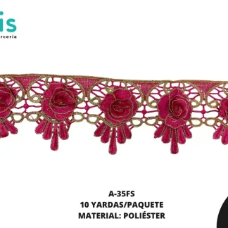 GUIPIUR BORDADO 3D A-35FS 9.5 cm 10 YDS/PQT FUCSIA
