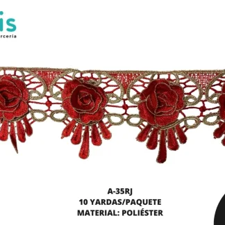 GUIPIUR BORDADO 3D A-35RJ 9.5 cm 10 YDS/PQT ROJO