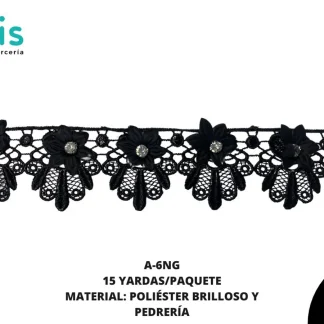 GUIPIUR COLOR POLIESTER DECORADO A-6NG NEGRO 15 YARDAS/PAQUETE