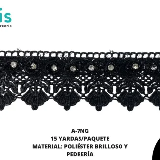 GUIPIUR COLOR POLIESTER DECORADO A-7NG NEGRO 15 YARDAS/PAQUETE