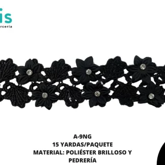 GUIPIUR COLOR POLIESTER DECORADO A-9NG NEGRO 15 YARDAS/PAQUETE