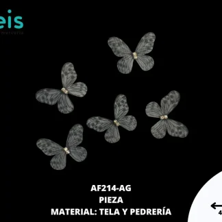 ACCESORIOS MARIPOSAS LASER AF214-AG 4cmX2.5cm AZUL/GRIS