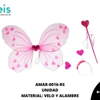ALAS ADORNO MARIPOSA CORAZON JUEGO COMPLETO REF: 173 ROSA UNIDAD