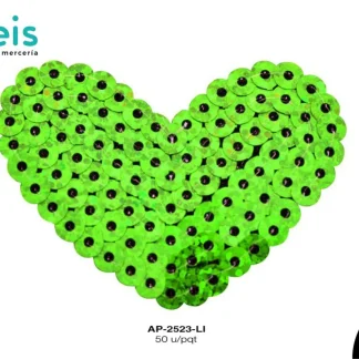 PARCHES LENTEJUELA CORAZON AP-2523-LI 5cmX4cm 50 PZ/PQT LIMON