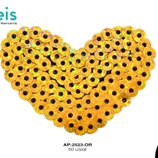 PARCHES LENTEJUELA CORAZON AP-2523-OR 5cmX4cm 50 PZ/PQT DORADO