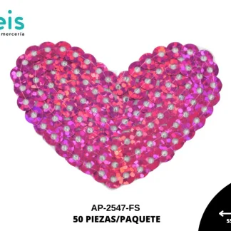 PARCHES LENTEJUELA CORAZON AP-2547-FS 5.5cmX4cm 50 PZ/PQT FIUSHA