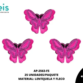 ACCESORIOS MARIPOSAS LENTEJUELA CON FLECO AP-2563-FS 90mmX70mm 25 PZ/PQT FIUSHA