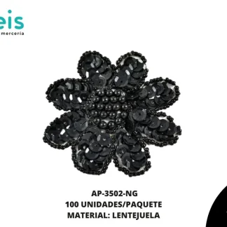 ACCESORIOS INFANTIL FLOR LENTEJUELA AP-3502-NG 60mm 100 PZ/PQT NEGRO