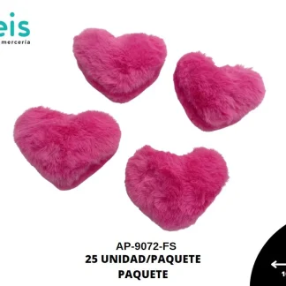 POMPON CORAZON REF:9x10 FUCSIA 25UN/PAQ