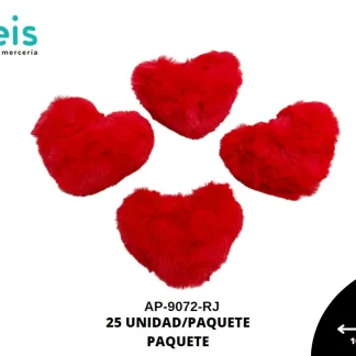 POMPON CORAZON REF:9x10 ROJO 25UN/PAQ