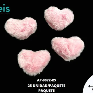 POMPON CORAZON REF:9x10 ROSA 25UN/PAQ