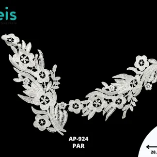 APLICACIONES EN PAR PLANOS POLIESTER BRILLOSO AP-924 28.5cmX11.5cm BLANCO