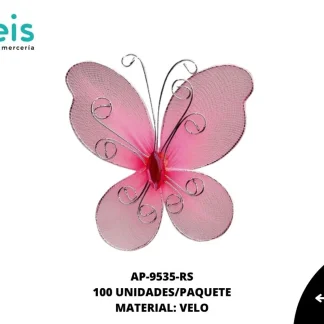 ACCESORIOS MARIPOSAS VELO AP-9535-RS 7cmX7cm 100 PZ/PQT PQT