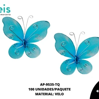 ACCESORIOS MARIPOSAS VELO AP-9535-TQ 7cmX7cm 100 PZ/PQT PQT