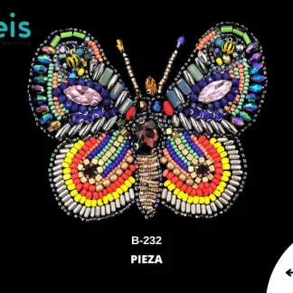 PARCHES PEDRERIA HINDU MARIPOSA B-232 9cmX7.5cm MULTICOLOR