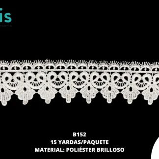 GUIPIUR POLIESTER BRILLOSO PLANO B152 BLANCO 5.5 CM 15 YARDAS/PAQUETE