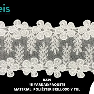 GUIPIUR POLIESTER PLANO B239 BLANCO 9 CM 15 YARDAS/PAQUETE