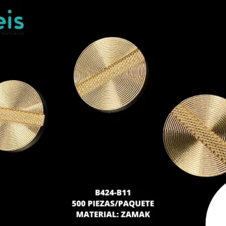 BOTON Y PLACA ZAMACK B424-B11 32L (20mm) 500 PZ/PQT DORADO