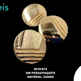 BOTON Y PLACA ZAMACK B518-B13 32L (20mm) 500 PZ/PQT DORADO