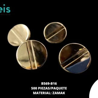 BOTON Y PLACA ZAMACK B569-B16 32L (20mm) 500 PZ/PQT DORADO