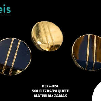 BOTON Y PLACA ZAMACK B572-B24 32L (20mm) 500 PZ/PQT DORADO