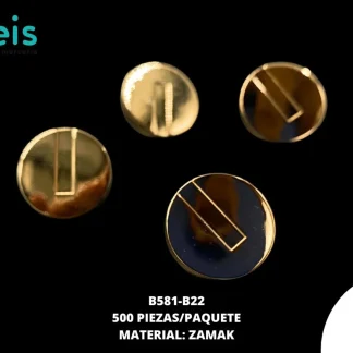 BOTON Y PLACA ZAMACK B581-B22 32L (20mm) 500 PZ/PQT DORADO