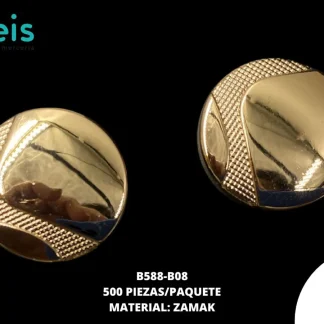 BOTON Y PLACA ZAMACK B588-B08 32L (20mm) 500 PZ/PQT DORADO