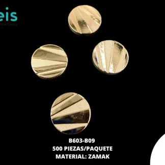 BOTON Y PLACA ZAMACK B603-B09 32L (20mm) 500 PZ/PQT DORADO