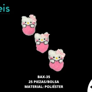 MINI PELUCHE KITTY BOTA 25 PZ/PQT BLANCO+ROSA
