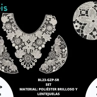 CUELLO POLIÉSTER BRILLOSO CON LENTEJUELA SET BL23-GZP-SR 25 SET/PQT BLANCO