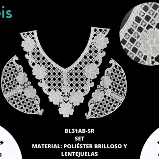 CUELLO POLIÉSTER BRILLOSO CON LENTEJUELA SET BL31AB-SR 25 SET/PQT BLANCO