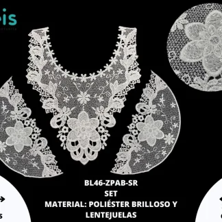 CUELLO POLIÉSTER BRILLOSO CON LENTEJUELA SET BL46-ZPAB-SR 25 SET/PQT BLANCO