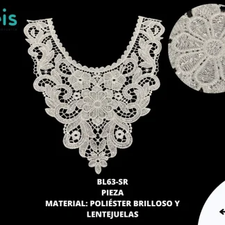 CUELLO POLIESTER CON LENTEJUELA BL63-SR 25 PZ/PQT BLANCO