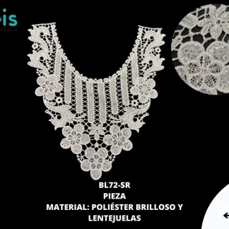CUELLO POLIESTER CON LENTEJUELA BL72-SR 25 PZ/PQT BLANCO
