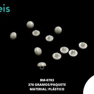 BOTON PLASTICO MEDIA PERLA CON PATA #18 1000 PZ/PQT BM-0703 376 G BLANCO