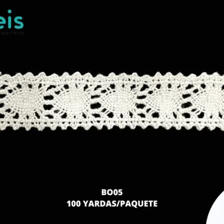 GUIPIUR BOLILLO ALGODON PLANO BO05 BLANCO 3 CM 45 METROS / PAQUETE