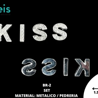 PEDRERIA FINA LETRAS CON PIEDRA KISS 1.0 CM BR-2 BAG X SET PLATA+CRISTAL
