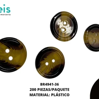 BOTON CAREY 2 HUECOS BR4941-36 36L (2.8cm) 200 PZ/PQT CAFÉ