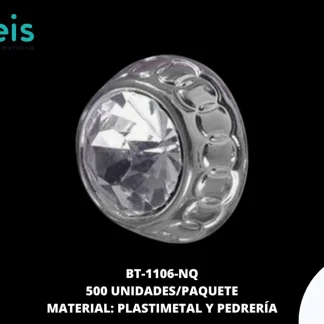 BOTON PIEDRA Y PERLA BT-1106-NQ 20L (12.5mm) 500 PZ/PQT NIQUEL