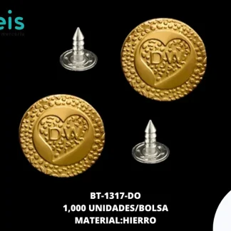BOTON MET HIERRO (17MM) REF BT-1317 DORADO 1000 U/PAQUETE