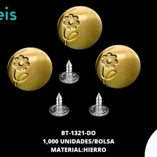 BOTON MET HIERRO (17MM) REF BT-1321 DORADO 1000 U/PAQUETE