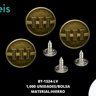 BOTON MET HIERRO (17MM) DORADO 1000 U/PAQUETE